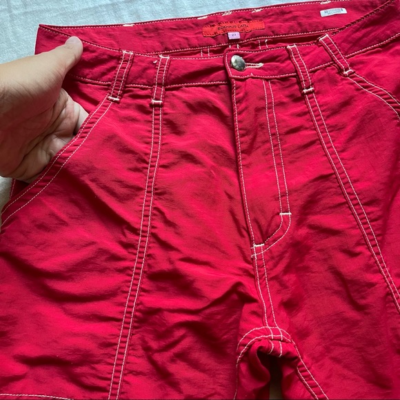 Eckhaus Latta red straight leg cropped contrast stitch pants - Picture 2 of 6